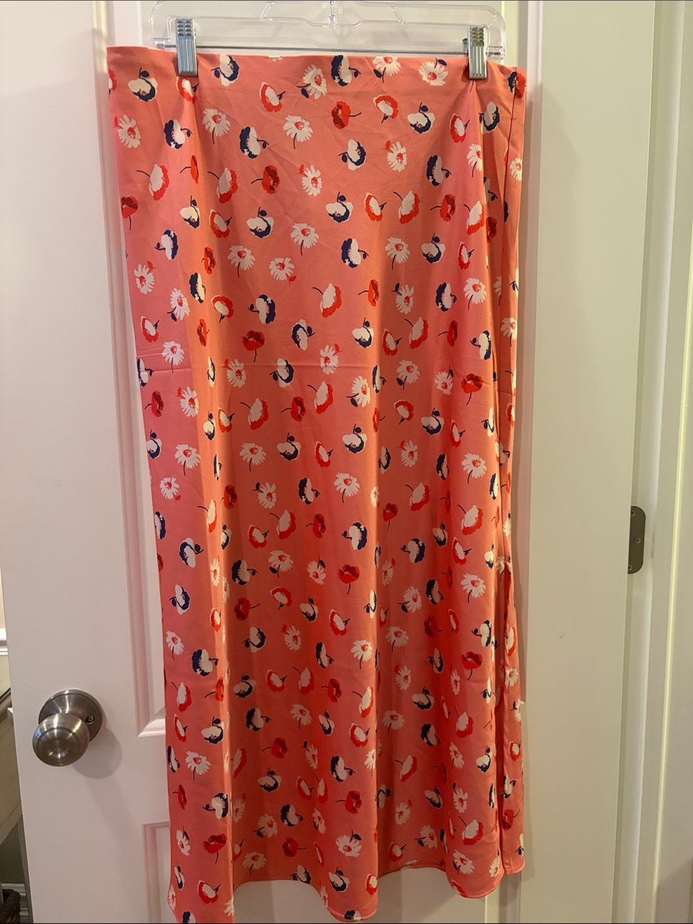 LOFT Coral Floral Midi Skirt